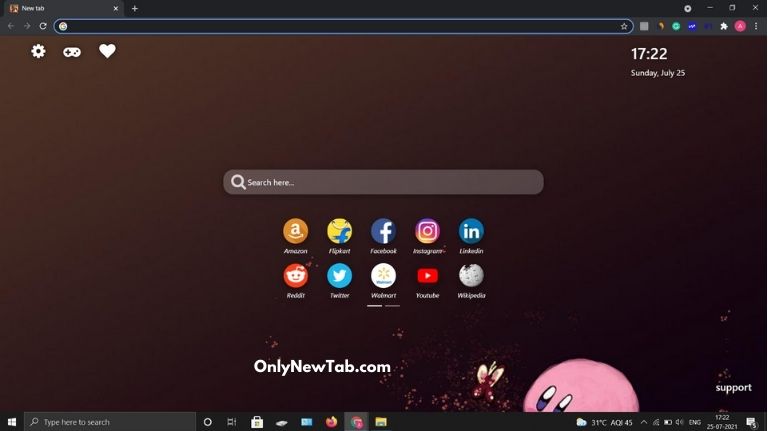 Kirby Wallpaper New Tab Theme