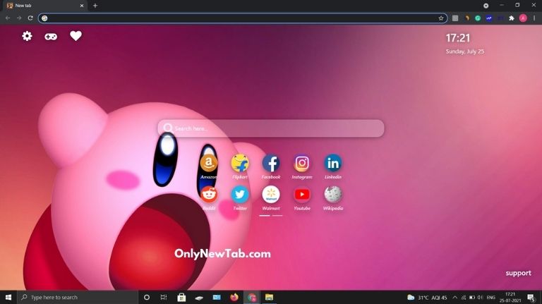 Kirby Wallpaper New Tab Theme