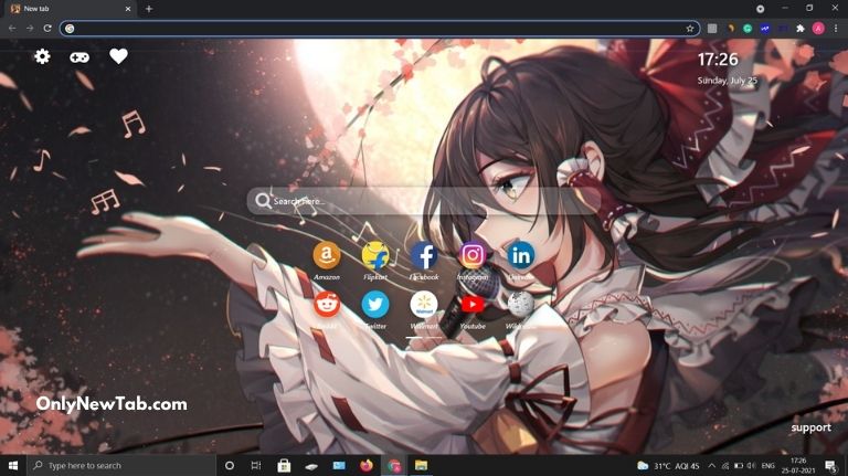 Reimu Hakurei wallpaper new tab theme